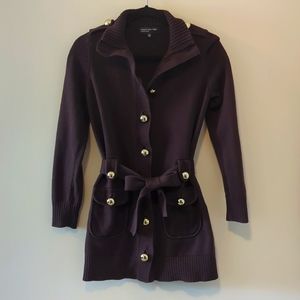 Jones New York signature button up belted brown/burgundy cardigan small